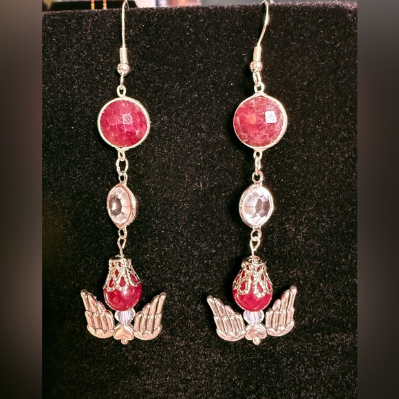 Artisan Faceted Ruby & Glass 3 piece Necklace Set - Picture 9 of 13